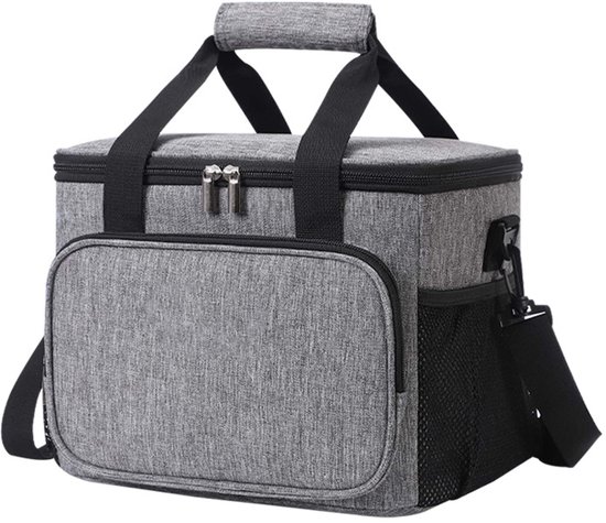 Daity Een geïsoleerde tas van 15 liter, ideaal als picknicktas, lunchtas of kleine opvouwbare geïsoleerde tas. Geschikt voor uitstapjes, lunch, kantoor, werk, picknicks, reizen, strand en autogebruik. Stevige en praktische geïsoleerde tas (grijs). van Merkloos