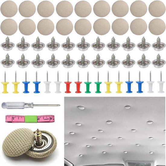 Dakhemel Reparatie Set - Auto Interieur Clips - Auto Interieur Herstellen - Roestbestendige Klinknagels - 80 Stuks - Beige