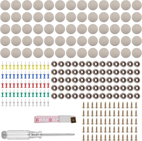 Dakhemelreparatieset, 65 stuks, reparatieset voor autodakhemel-reparatie, klinknagels, universele reparatieset met spelden, schroevendraaier, meetlint voor alle voertuigen van Merkloos