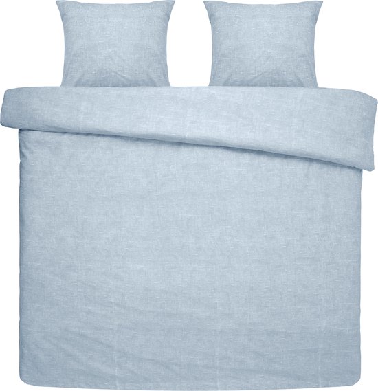 Damai dekbedovertrek Ebba - Biologisch Katoen - 240x200/220 cm - Soft Blue + 2 kussenslopen 60x70 van Damai