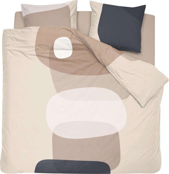 Damai dekbedovertrek Miro - Katoen - 200x200/220 cm - Double Cream + 2 kussenslopen 60x70 van Merkloos