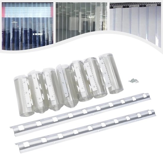 Damenzo - Gordijnen - PVC stripgordijn - 7 Stuks - Totale breedte 105 cm - Dikte 2mm - Vliegengordijn - Vliegengordijn plastic - Hor