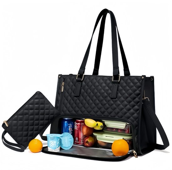 Dameslunch-handtas - Thermische lunchzak - lunchtas - handtas - koeltas - 15,6 inch laptop-werk tas - Handtas met koelbox - Laptop-tas met meerdere compartimenten