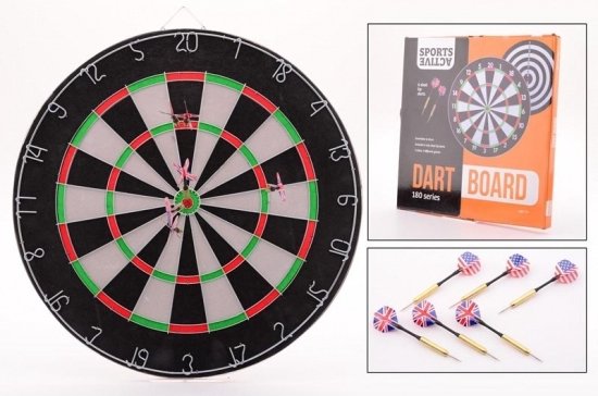 Dartbord 45 cm met 6 pijlen van Abbey
