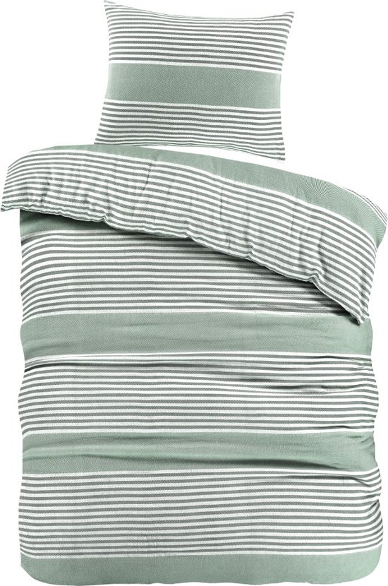 Day Dream Davos - Flanel - Dekbedovertrek - Eenpersoons - 140x200/220 cm - Lichtgroen van Day Dream