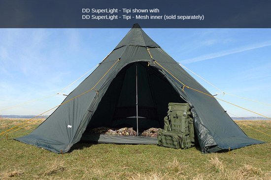 DD Hammocks Superlight Tipi Tent - lichtgewicht 3 personen - waterdicht - olijfgroen van Merkloos