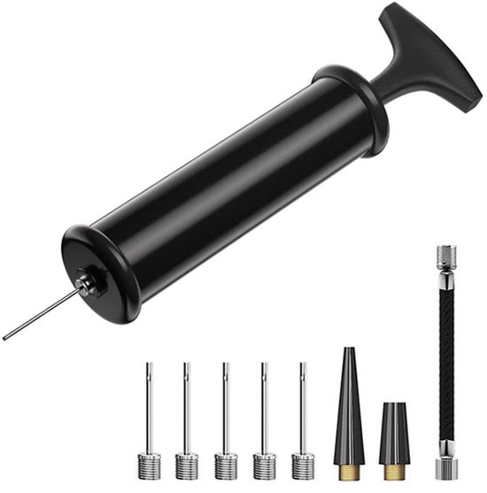 De ballenpomp wordt geleverd met 5 balpompnaalden, 2 mondstukken en 1 slang. Geschikt voor voetballen, rugbyballen, volleybalballen, basketballen, handballen, ballonnen, zwemringen en andere opblaasbare ballen. Zwart. van Avaste