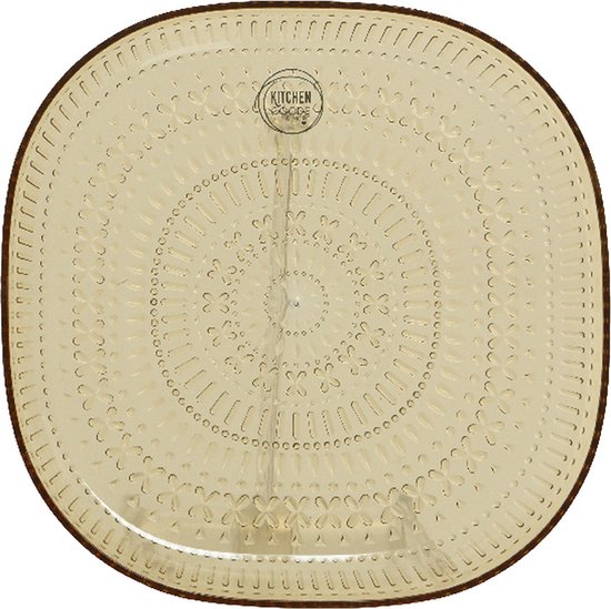 Decoris ontbijtbord - geel - 20,5 cm - kunststof - camping bord/servies van Decoris
