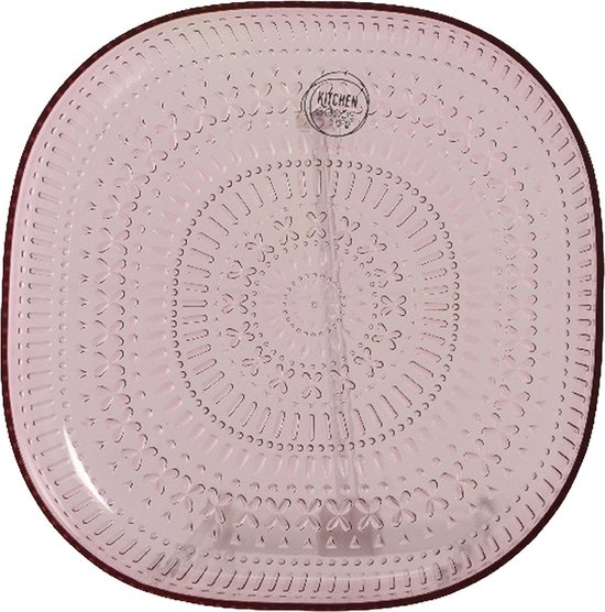 Decoris ontbijtbord - roze - 20,5 cm - kunststof - camping bord/servies van Decoris