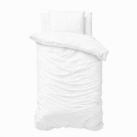 Decoware Dekbedovertrek Uni 140x220 cm - Wit - Katoen - Met Kussensloop - Eenpersoons
