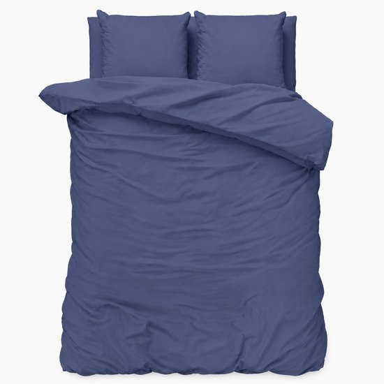 Decoware Dekbedovertrek Uni 240x220 cm - Donkerblauw - Katoen - Met Kussenslopen - Lits-jumeaux