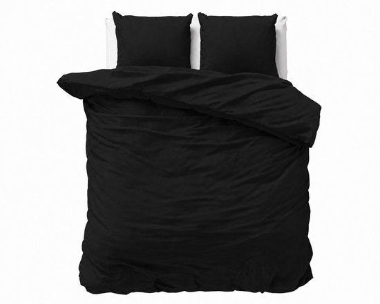 Decoware Dekbedovertrek Uni 240x220 cm - Zwart - Katoen - Met Kussenslopen - Lits-jumeaux