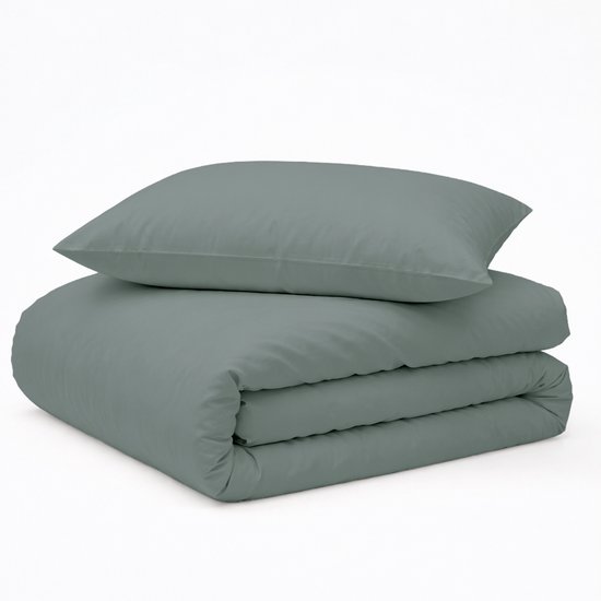 Decoware Dekbedovertrek Uni - Groen - Katoen - Inclusief kussensloop - Eenpersoons - 140x220 + 60x70 cm van Merkloos