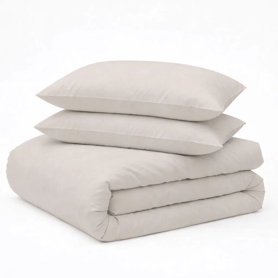 Decoware Dekbedovertrek Uni - Zand - Katoen - Incl. kussenslopen - Tweepersoons - 200x220 + 2st. 60x70 cm van Merkloos