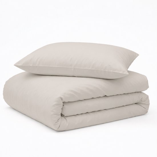 Decoware Dekbedovertrek Uni - Zand - Katoen - Inclusief kussensloop - Eenpersoons - 140x220 + 60x70 cm van Merkloos