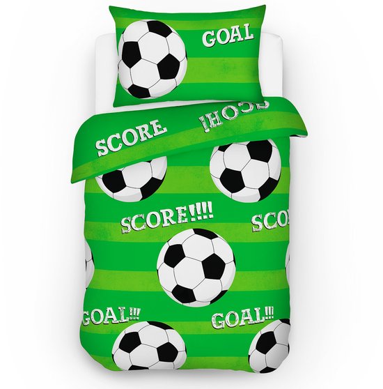 Decoware® Peuter Dekbedovertrek Voetbal - Peuterbed (120x150 cm + Kussensloop 40x60 cm) - Dekbed Overtrek Goal - 100% Katoen - Voor Juniorbed - Dubbelzijdig Design van Decoware