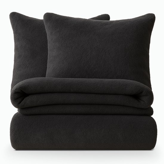 Decoware® Teddy Fleece Dekbedovertrek - Antraciet - Eenpersoons - 140x220 cm + Kussensloop 60x70 cm - Dubbelzijdig - Heerlijk Warm van Decoware