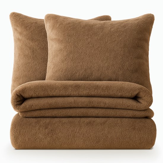 Decoware® Teddy Fleece Dekbedovertrek - Mink - Tweepersoons - 200x220 cm + 2 Kussenslopen 60x70 cm - Dubbelzijdig - Heerlijk Warm van Merkloos