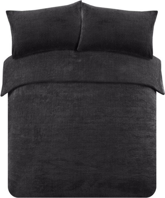 Decoware® Teddy Fleece Dekbedovertrek - Zwart - 2-persoons (200x220 cm + 2 Kussenslopen 60x70 cm) - Dubbelzijdig - Heerlijk Warm van Decoware