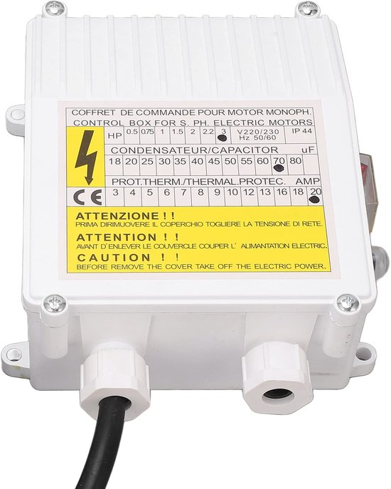 Deep Well Pomp Control Box, dompelpompbesturing 2,2 kW 70 uf 20 A huishoudelijk glad roestvrij staal, sterk voor thuis (#2), Mechanische aandrijving