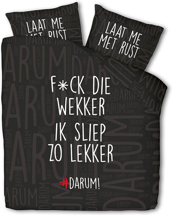 Dekbed-Discounter - #DARUM! Dekbedovertrek 200 x 200/220 cm - Verkoelend Polykatoen - Dubbele instopstrook - Wassen op 40 graden - Inclusief 2 kussenslopen - F*ck die wekker!