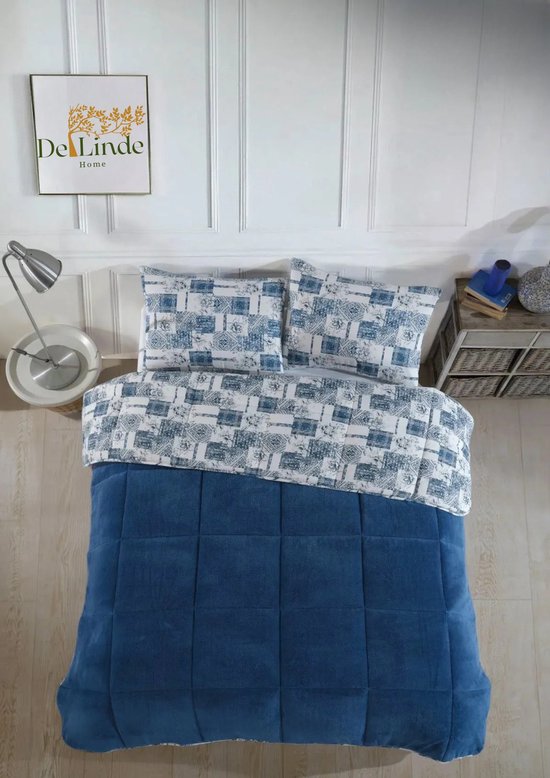 Dekbed - Met 2 kussenslopen - Well Soft - Blauw - ca. 220x240 cm - King Size - 4 Seizoenen - Dubbelzijdig - Wasbaar - 2 in 1 Dekbed zonder Hoes - Anti Allergisch - Ademend - Hypoallergeen - Warm & Licht - Geschikt voor Wasmachine - Zacht van Everlands Comfort