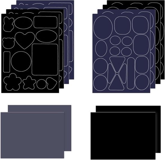 Dekbed Reparatie - Stoffen Patches - Gaten Dichten - Zelfklevend Ontwerp - 12 Vellen - Zwart en Blauw van Merkloos