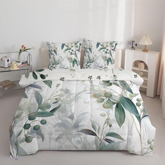 Dekbed Set - Donsdeken Kussenslopen - Slaapkamer Decoratie - Omkeerbaar Design - 200x220 cm - Groen