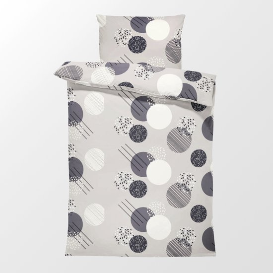 Dekbedovertrek 100% Katoen Premium - 140 x 200cm - 1 persoon - Bollen Beige