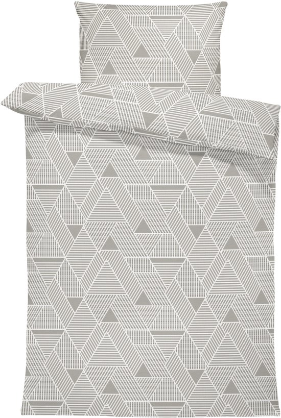 Dekbedovertrek 100% Katoen Premium - 140 x 200cm - 1 persoon - Triangle GreySand van Merkloos