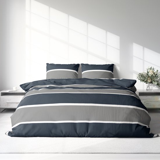 Dekbedovertrek 100% Katoen Premium - 200 x 200(220)cm - StripeLines Blue