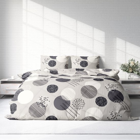 Dekbedovertrek 100% Katoen Premium - 200 x 200(220)cm - Tweepersoons - Bollen Beige