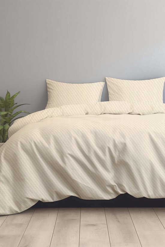 Dekbedovertrek 100% Katoen Premium - 200 x 200(220)cm - Tweepersoons - Jeans Beige van Merkloos