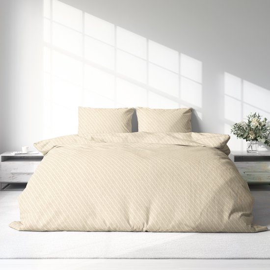 Dekbedovertrek 100% Katoen Premium - 240 x 220cm (Lits-jumeaux) - Jeans Beige van Merkloos
