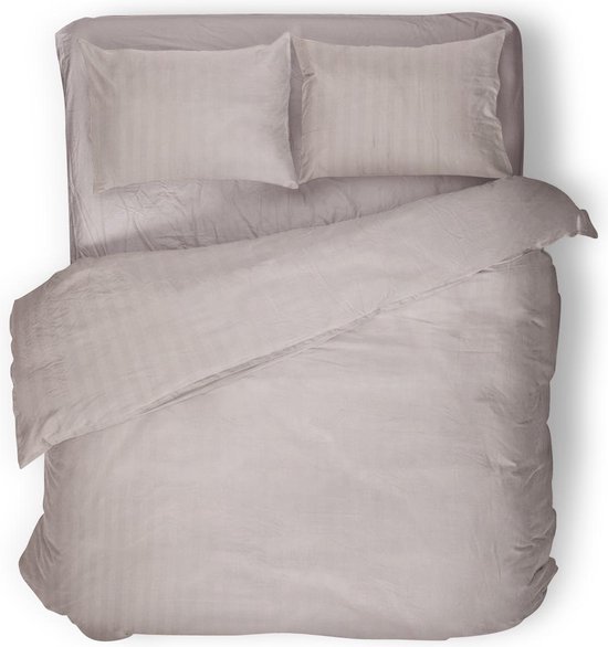 Dekbedovertrek - 140x200/220 - Uni - Satijnstreep / Satijn Streep - Hotel Kwaliteit Satin Stripe - Blush van Merkloos