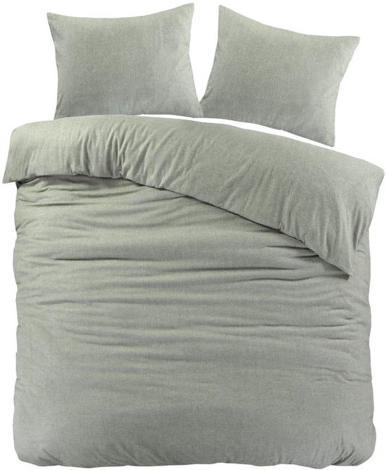 Dekbedovertrek Flanel Groen Brienz - 240x200/220 cm - Super Zacht en Warm van HI