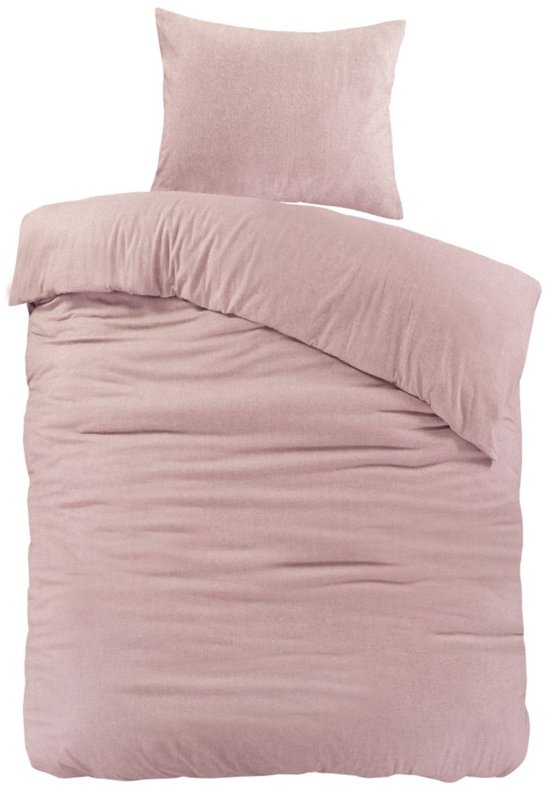 Dekbedovertrek Flanel Roze Brienz - 140x200/220 cm - Super Zacht en Warm van Sleeptime