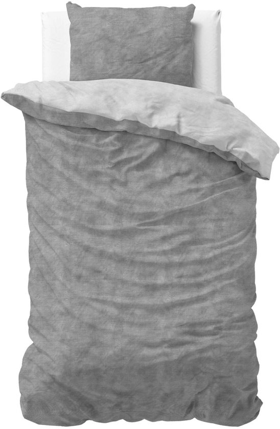 Dekbedovertrek Flanel Washed Grijs - 140x200/220 cm - Super Zacht & Heerlijk Warm van Merkloos