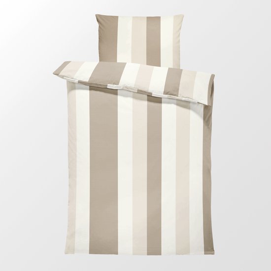 Dekbedovertrek Flanel - Winter - 1 persoon - 140 x 200 cm - Lines Beige van Sleeptime
