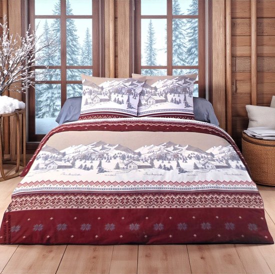 Dekbedovertrek Flanel - Winter - 240 x 220 cm - Kerst - Adare Cava van Merkloos