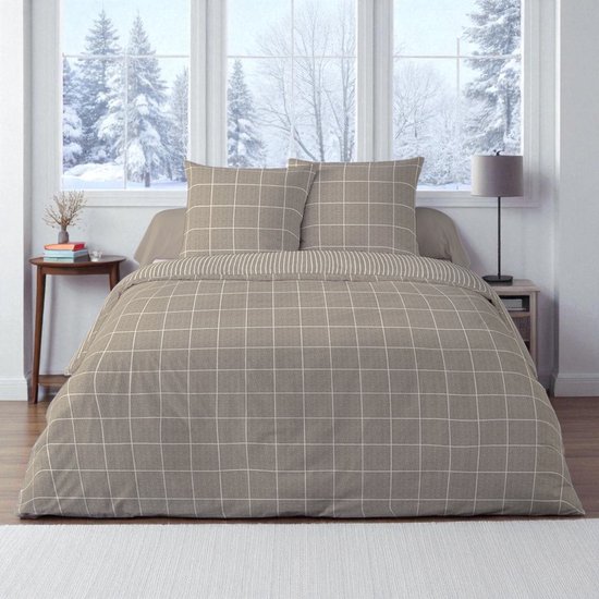 Dekbedovertrek Flanel - Winter - 240 x 220 cm - Lits-Jumeaux - Ehcon Taupe van Ehcon
