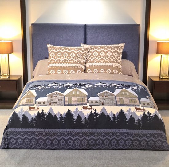 Dekbedovertrek Flanel - Winter - 240 x 220 cm - Lits-Jumeaux - Kerst - Lousir van Merkloos