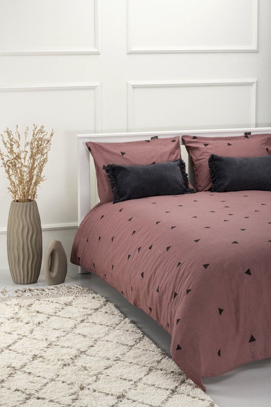 Dekbedovertrek met klittenband - rood dekbedovertrek - 100% katoen - dekbedovertrek met kussensloop - 200 x 220 cm + 20 cm Instopstrook – Totale Lengte 200x240 - tweepersoons dekbedovertrek van Merkloos