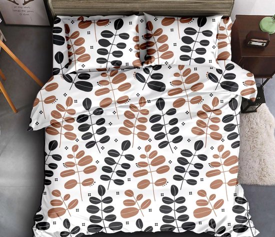 Dekbedovertrek Micropercal - 240 x 220 cm - CoffeeLeaf van Merkloos