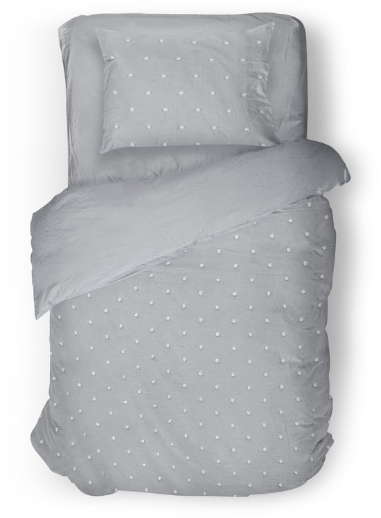 Dekbedovertrek Microvezel Tufted Luna Dots - 140x200/220cm - Grey