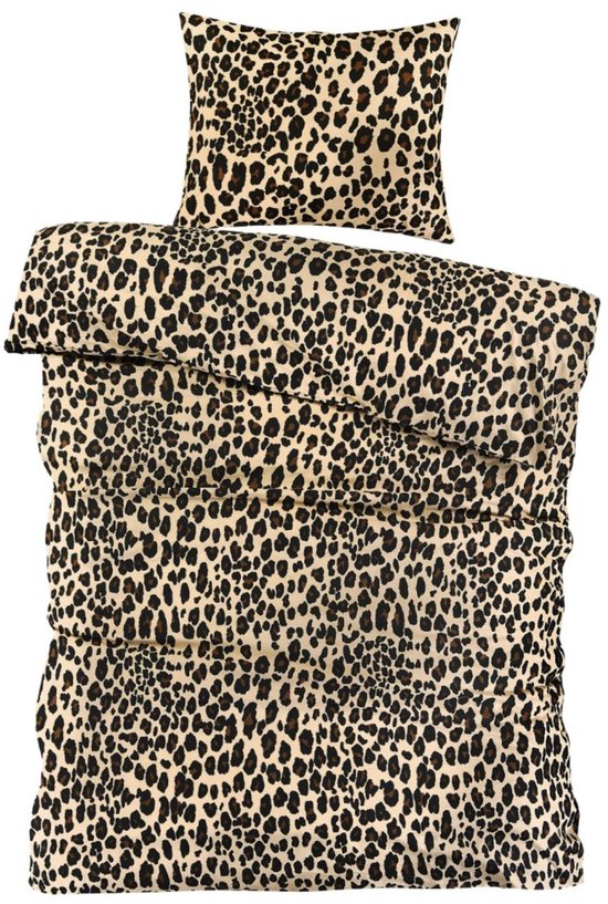 Dekbedovertrek Panter Beige Bruin 140x200/220 - 100% Katoen - Panterprint - Ademend van Merkloos