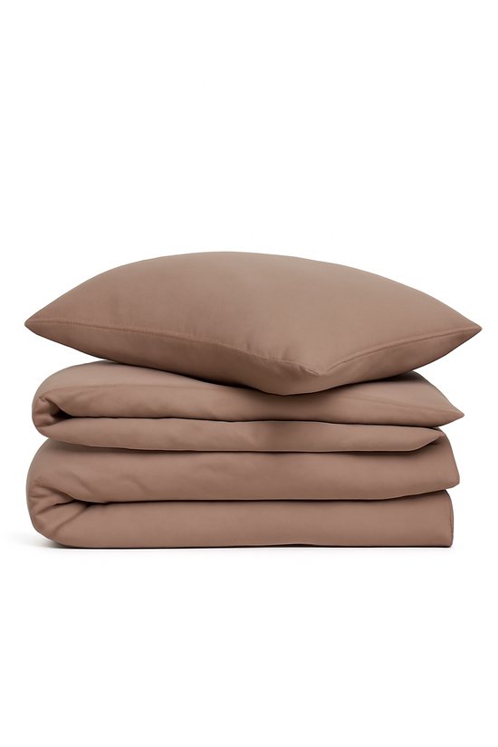 Dekbedovertrek Stone Washed Mink – 140x220 cm – 100% Katoen – Inclusief Kussensloop – Wasbaar op 60°C – Instopstrook – Eenpersoons van Merkloos