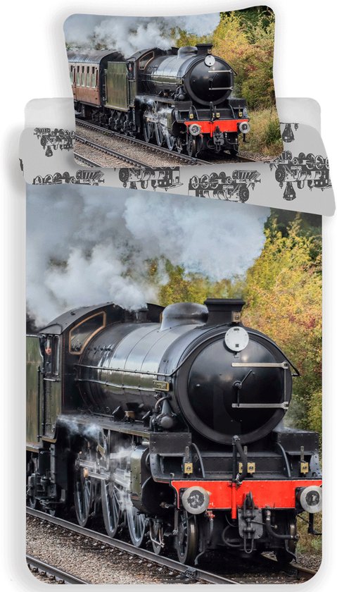Dekbedovertrek Stoom locomotief 140 x 200 cm 70 x 90 cm - 100% katoen van Primaviera Deluxe