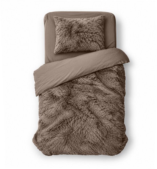 Dekbedovertrek Teddy Pluche Long Hair - Brown - Dekbedovertrek 140x200/220cm - 100% Teddy Pluche - Eenpersoons dekbedovertrekken - 140x220cm - Teddy Dekbedovertrek - Fluffy Dekbedovertrek - Effen Dekbedovertrek