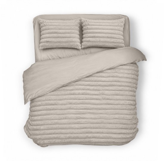 Dekbedovertrek Teddy Rib Softline - Zand - Dekbedovertrek 240x200cm - 100% Teddy Rib - Lits Jumeaux dekbedovertrekken - 240x200cm - Teddy Dekbedovertrek - Fluffy Dekbedovertrek - Effen Dekbedovertrek